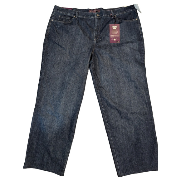 GLORIA VANDERBILT Amanda Dark Rinse Distessed Ankle Jeans Plus Size 22W NEW - Picture 1 of 11